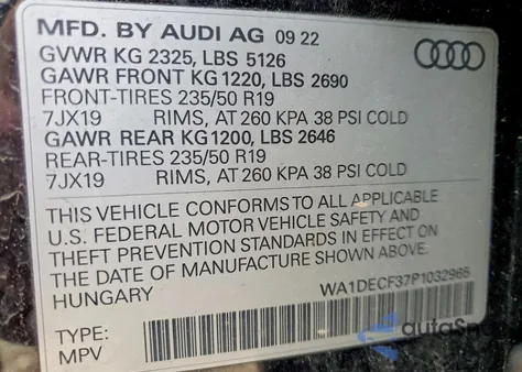 2023 Audi Q3 Premium S Line 45 from USA, damaged, VIN WA1DECF37P1032965